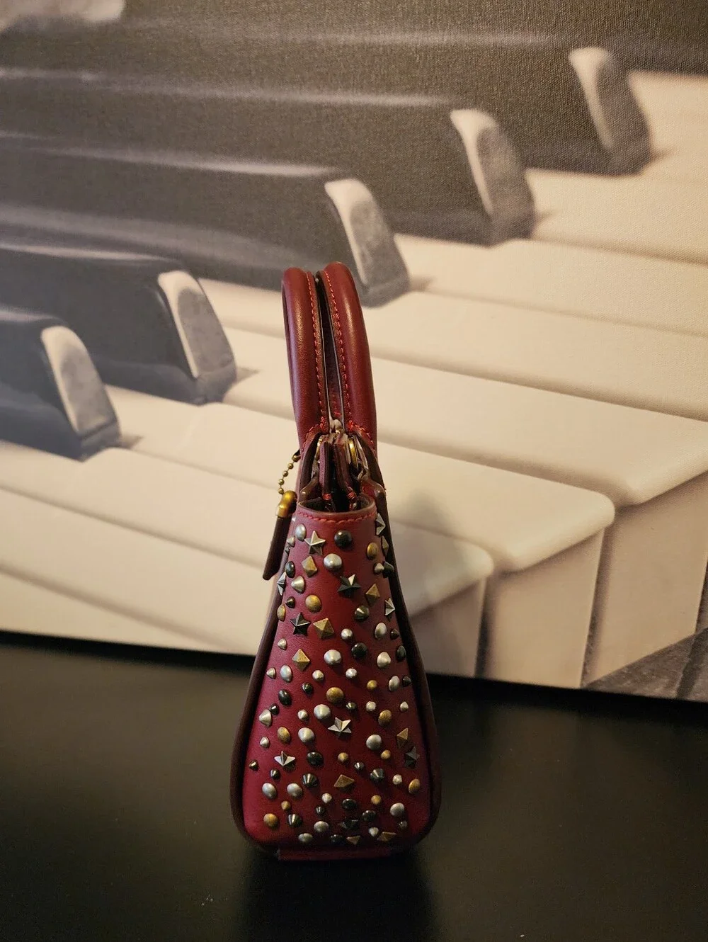 GUC 1941 COACH Create Troupe Tote 16 In Deep Red With Rivets, Unique 1 Of A Kind